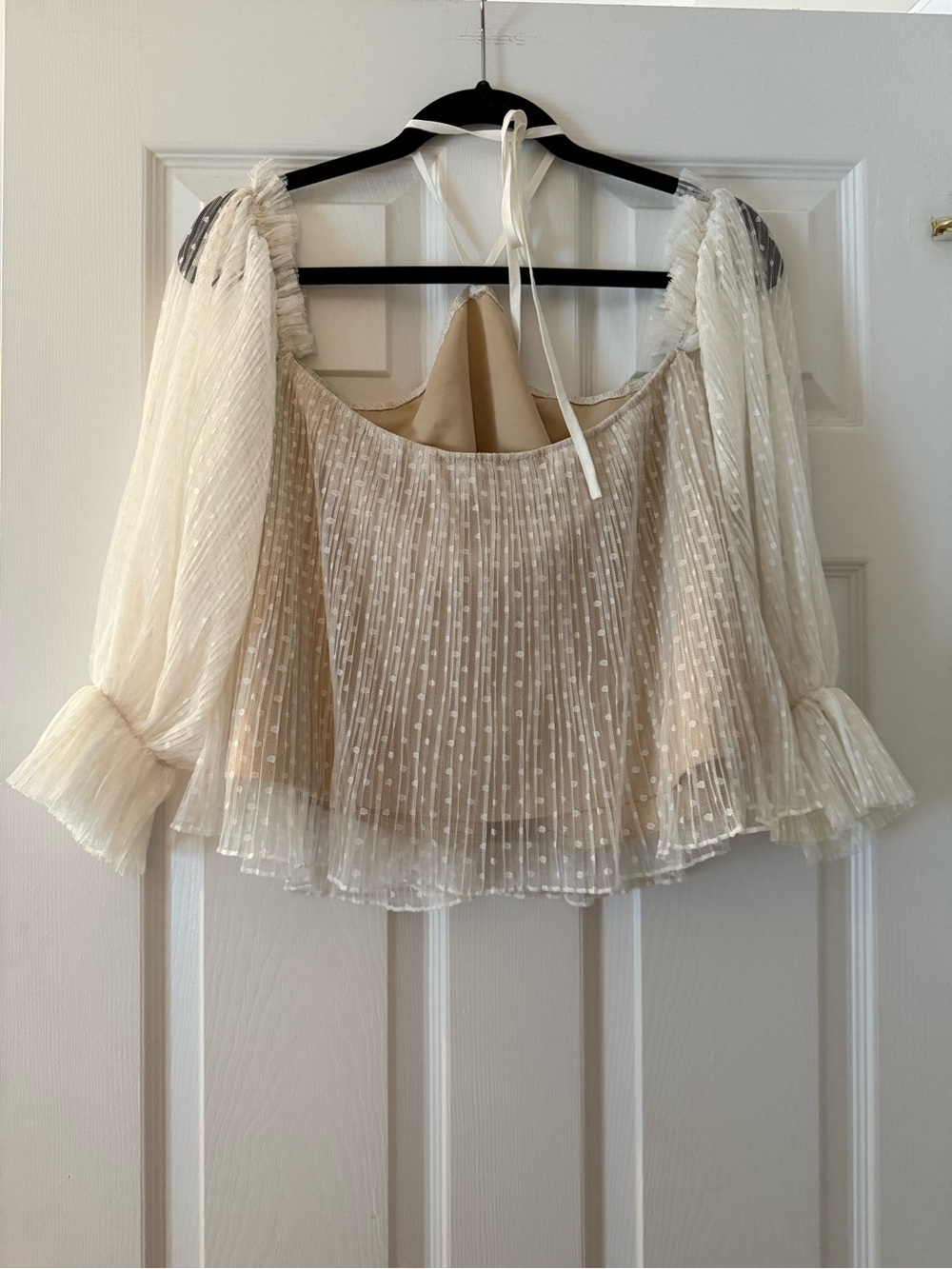 Sheer White Off-Shoulder Ruffle Top - Picture 4 of 5